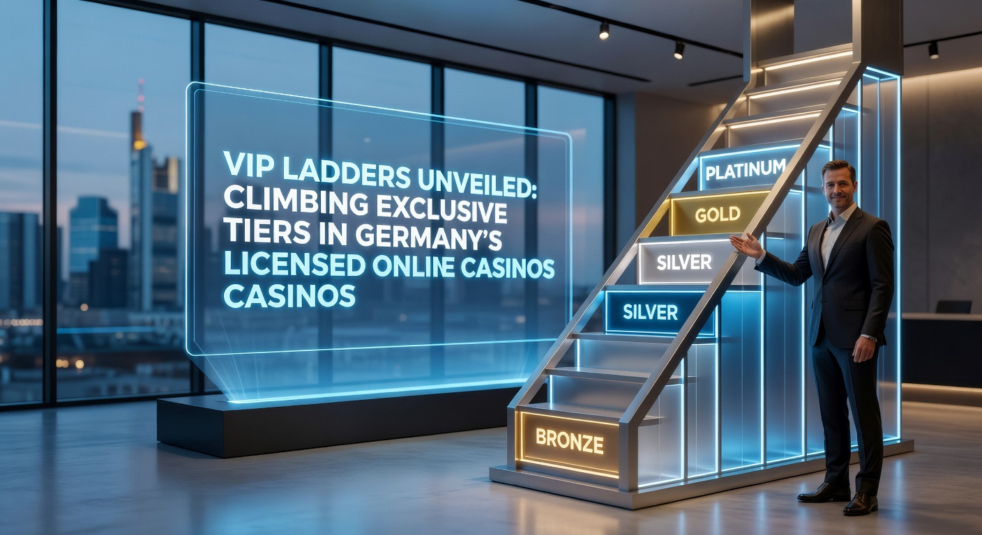 Grafische Darstellung einer VIP-Leiter mit goldenen Stufen und Belohnungen in einem Online-Casino